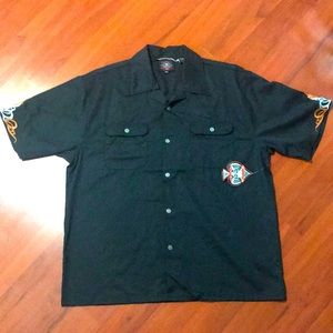 Vintage “Dragonfly”Biker Button Down Shirt w Embro